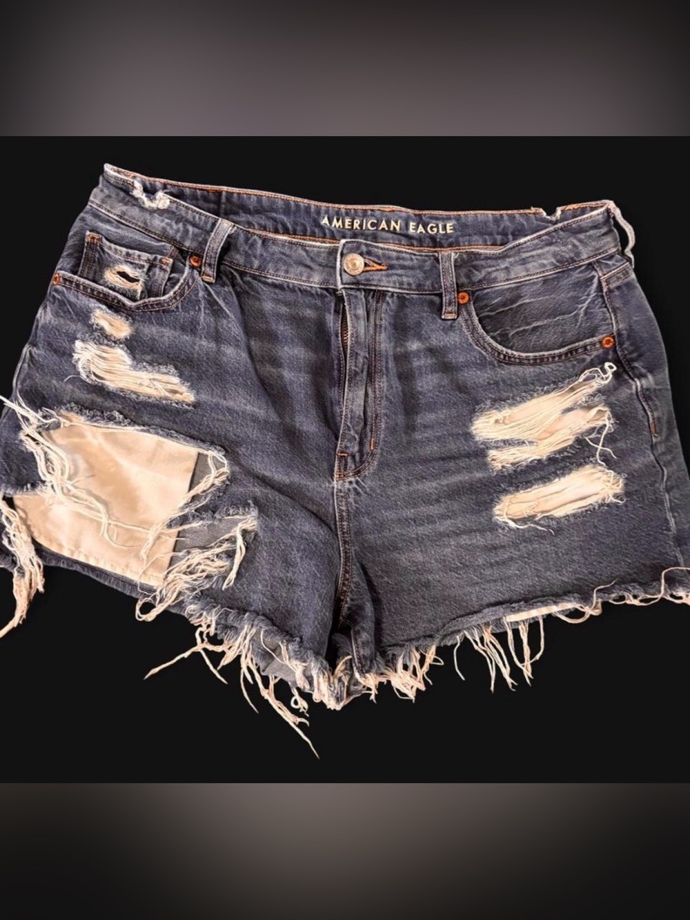 American Eagle Outfitters Distressed Dark Blue Denim Cutoff Shorts